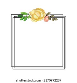 outline frame flowers isolated on white background