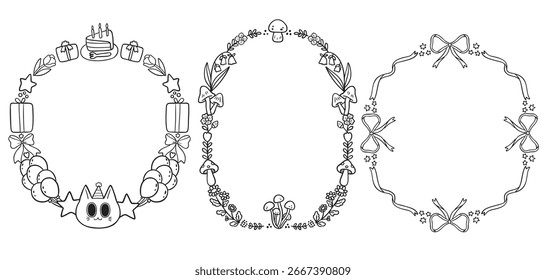 Marco de contorno blanco y negro ilustración.