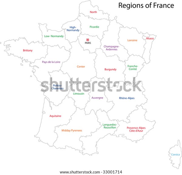 Outline France Map Regions Stock Vector (Royalty Free) 33001714 ...