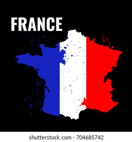 The outline of the France with a watercolor flag inside. Vector illustration