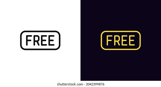 Outline free tag, icon with editable stroke. Linear sign of text Free, shopping pictogram. Promotion offer label for Free order, delivery and gift. Vector icon, sign, symbol for UI and Animation