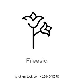 outline freesia vector icon. isolated black simple line element illustration from nature concept. editable vector stroke freesia icon on white background