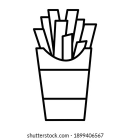 Outline french fry isolated on white background. Coloring page. Vector illustration