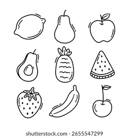esboço da ilustração do vetor de frutas orgânicas frescas