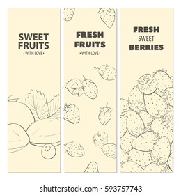 Outline fresh ripe fruit light cards