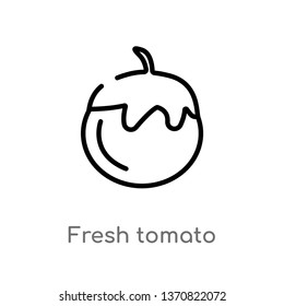 outline fresh tomato vector icon. isolated black simple line element illustration from bistro and restaurant concept. editable vector stroke fresh tomato icon on white background
