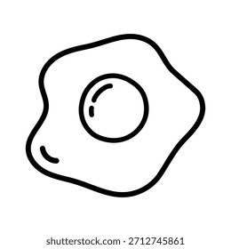 Outline fried egg doodle icon shape isolated flat style design vector illustration on white background.