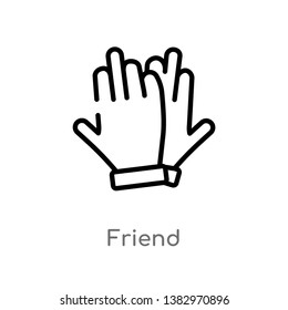 outline friend vector icon. isolated black simple line element illustration from hands and gestures concept. editable vector stroke friend icon on white background