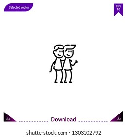 Outline friends icon isolated on white background. Line pictogram. Graphic design, mobile application. Editable stroke. EPS10 format vector illustration