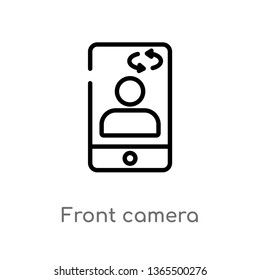 outline front camera vector icon. isolated black simple line element illustration from miscellaneous concept. editable vector stroke front camera icon on white background