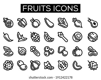 outline fruits icon set collection