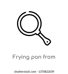 outline frying pan from top vector icon. isolated black simple line element illustration from bistro and restaurant concept. editable vector stroke frying pan from top icon on white background