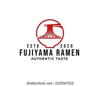 outline fuji mountain ramen noodles logo icon vector template