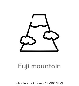 outline fuji mountain vector icon. isolated black simple line element illustration from buildings concept. editable vector stroke fuji mountain icon on white background