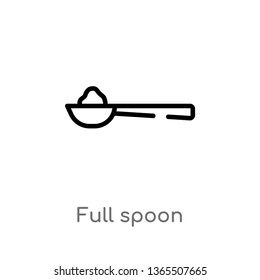 outline full spoon vector icon. isolated black simple line element illustration from measurement concept. editable vector stroke full spoon icon on white background