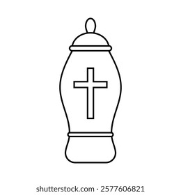 Outline Funeral Urn with Cross cremation ashes burial urn