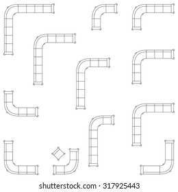 Outline furniture sofa icons set. Editable architecture graphic design line elements collection. Vector illustration