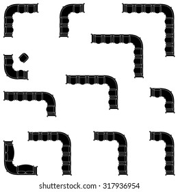 Outline furniture sofa icons set. Line editable architecture graphic design elements collection. Vector illustration