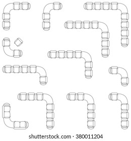 Outline furniture sofa icons set. Line editable architecture graphic design elements collection. Vector illustration