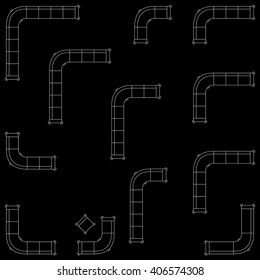 Outline furniture sofa icons set. Line architecture graphic design elements collection. Vector illustration on black