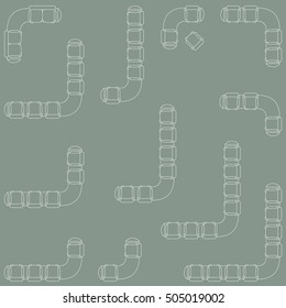 Outline furniture sofa icons set. Line editable architecture graphic design elements collection. Vector illustration