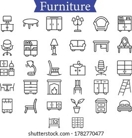Outline furniture web icon collection for your design