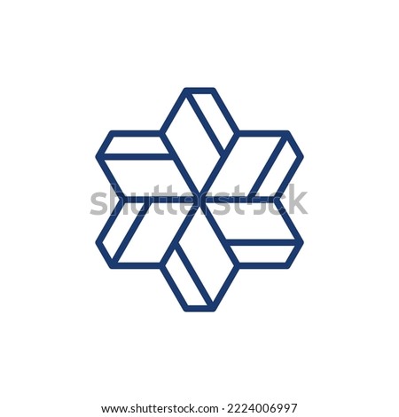 Outline futuristic geometric impossible six-pointed Jewish star vector illustration with editable stroke