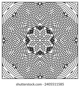 Outline futuristic ornament for coloring or use in various design projects. Version No. 11. Vector illustration