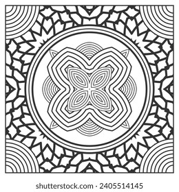 Outline futuristic ornament for coloring or use in various design projects. Version No. 9. Vector illustration