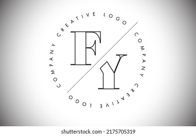 Contorno el logotipo FY f y Letra con diseño de corte e interseccionado. Ilustración de vectores de marco redondo.