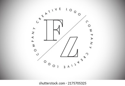 Esquema FZ f z Letra Logo con diseño cortado e interseccionado. Ilustración de vectores de marco redondo.