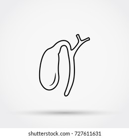 Outline Gall Bladder Vector Icon.