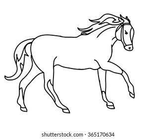 Outline Galloping Horse Stock Vector (Royalty Free) 365170634 ...