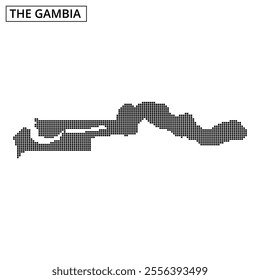 The outline of The Gambia is depicted, highlighting its distinctive contours and geographical features clearly.