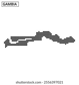 The outline of The Gambia is depicted, highlighting its distinctive contours and geographical features clearly.