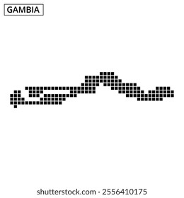 The outline of The Gambia is depicted, highlighting its distinctive contours and geographical features clearly.