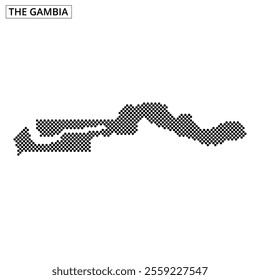 The outline of The Gambia is depicted, highlighting its distinctive contours and geographical features clearly.