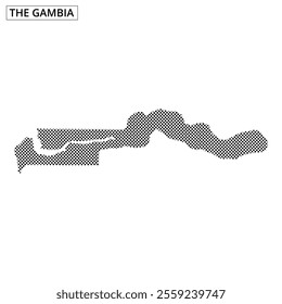 The outline of The Gambia is depicted, highlighting its distinctive contours and geographical features clearly.