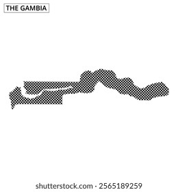 The outline of The Gambia is depicted, highlighting its distinctive contours and geographical features clearly.