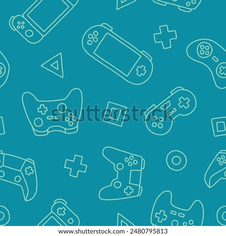 Outline Game Controller Gamepad Seamless Pattern Vector illustration Design