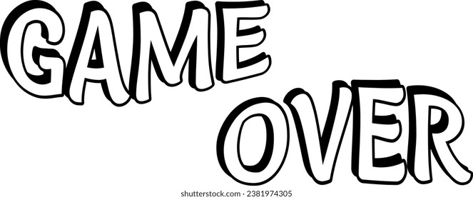 outline game over words with black shadow