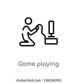 outline game playing vector icon. isolated black simple line element illustration from activity and hobbies concept. editable vector stroke game playing icon on white background