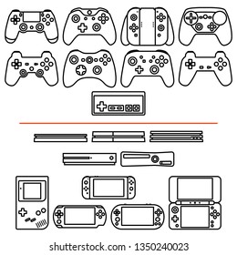 Outline game set isolated on white background.