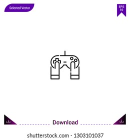 Outline gamepad icon isolated on white background. Line pictogram. Graphic design, mobile application. Editable stroke. EPS10 format vector illustration
