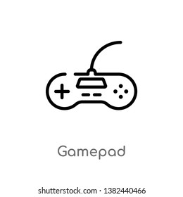 outline gamepad vector icon. isolated black simple line element illustration from entertainment concept. editable vector stroke gamepad icon on white background