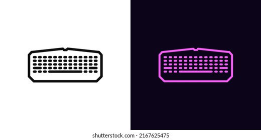 Outline gaming keyboard icon, with editable stroke. Wireless computer keyboard, game device pictogram. Cyber sport, pro gaming gadget, giveaway for gamers, esports arena. Vector icon for Animation