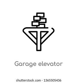 outline garage elevator vector icon. isolated black simple line element illustration from mechanicons concept. editable vector stroke garage elevator icon on white background