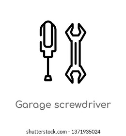 outline garage screwdriver vector icon. isolated black simple line element illustration from tools concept. editable vector stroke garage screwdriver icon on white background