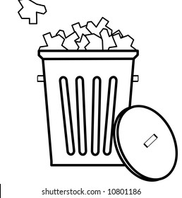 outline of garbage with filled to the top with garbage - vector
