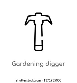 outline gardening digger vector icon. isolated black simple line element illustration from tools concept. editable vector stroke gardening digger icon on white background
